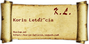 Koris Letícia névjegykártya